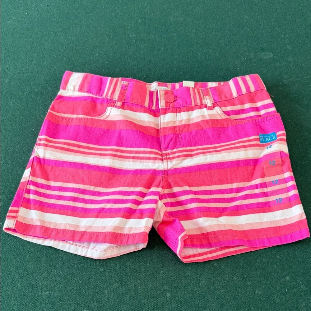 The Children's Place Pink and White Striped Shorts